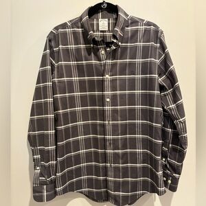 Brooks brothers dark grey plaid button down